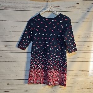 VineyardVines Girls Navy Whale Print Dress 3/4 Sleeve Casual Everyday‎ SZ, 7-8